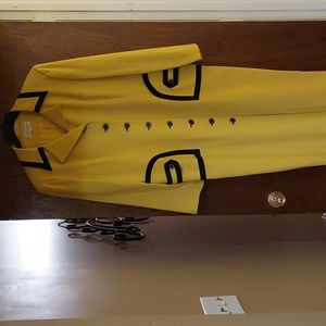 Classic Yellow Coat Dress with Black Trim